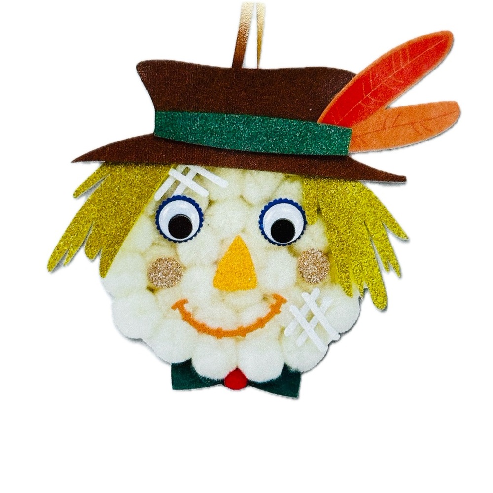 Happy Fall Thanksgiving Halloween Pom Pom Kids Craft Kit 6+ Scarecrow